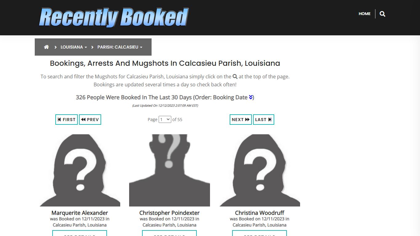 Bookings, Arrests and Mugshots in Calcasieu Parish, Louisiana